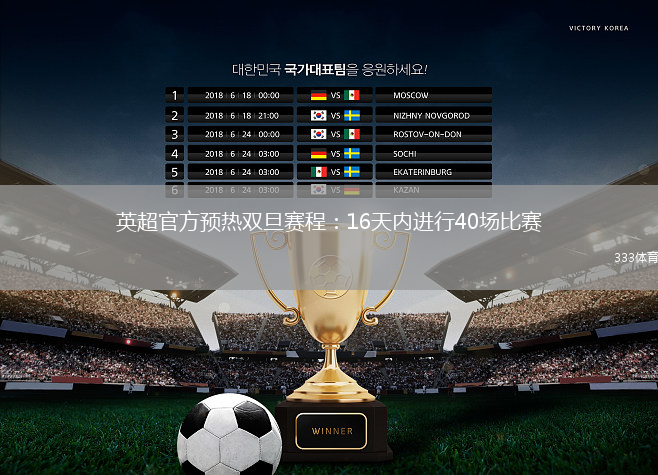 英超官方預熱雙旦賽程：16天內(nèi)進行40場比賽